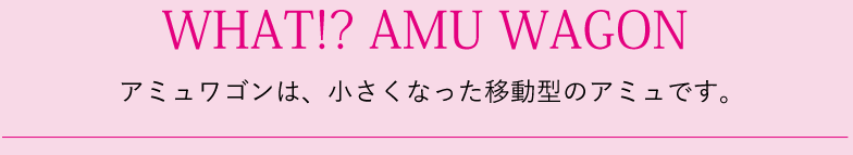 WHAT!?AMU WAGON アミュワゴンは、小さくなった移動型のアミュです。