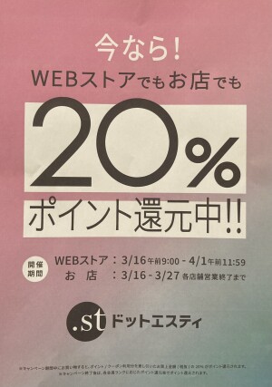 ☆.STポイント20％還元+JQ5％オフ☆